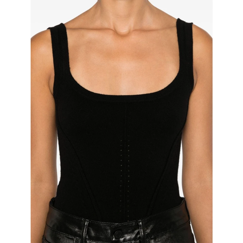 Ermanno Scervino Zwarte Wol Kasjmier Tanktop Black Dames