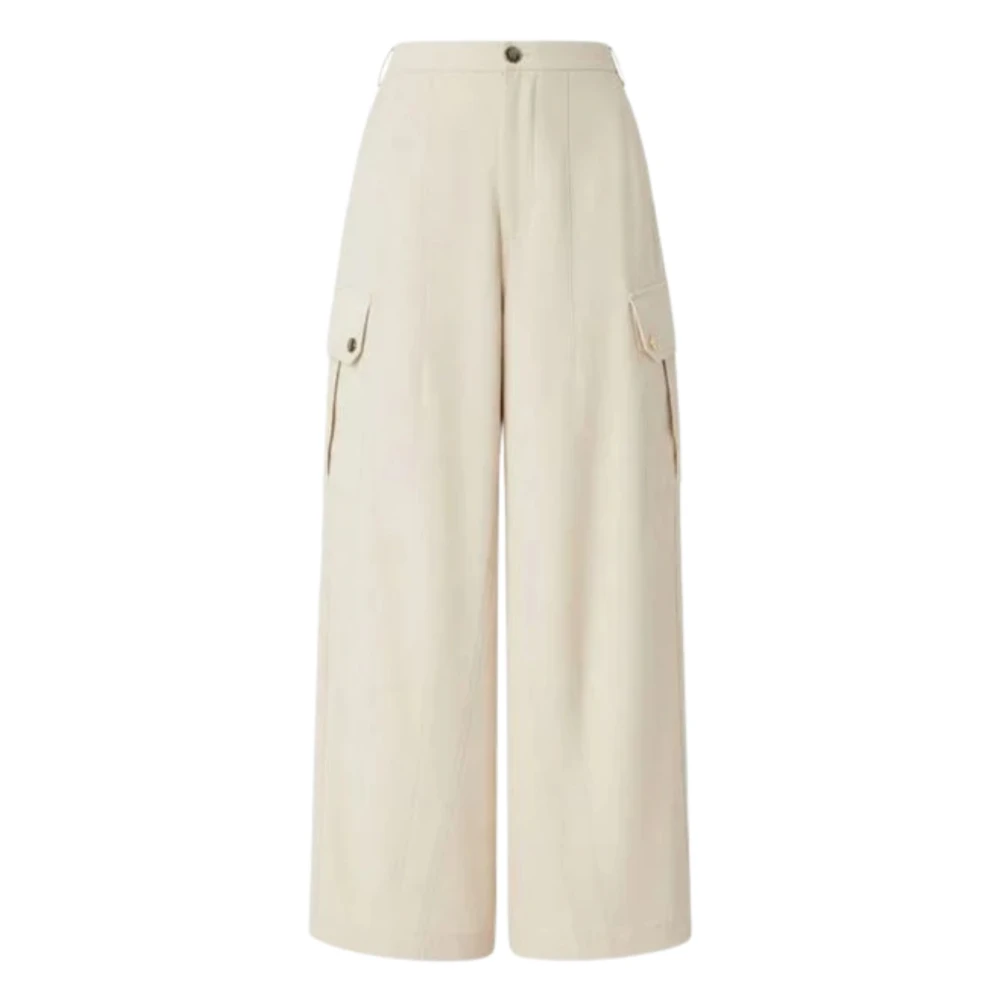 Pinko Vrouw Beige Broeken Dames, S, Katoen, Wijde Broeken