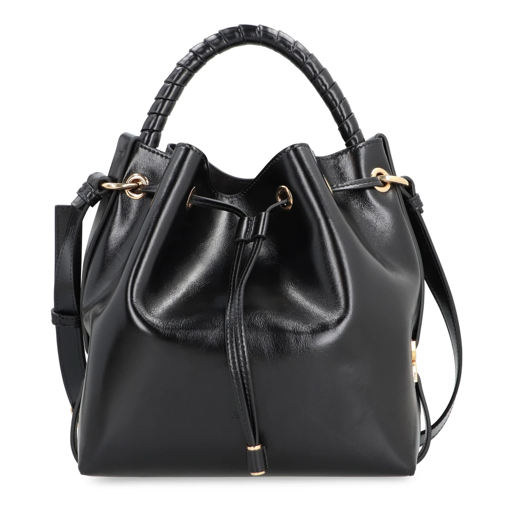 Chloé Leren Bucket Bag met Trekkoordsluiting Black Dames