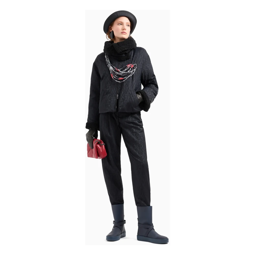 Emporio Armani Luxe Wollen Jas met Afneembare Kraag Black Dames