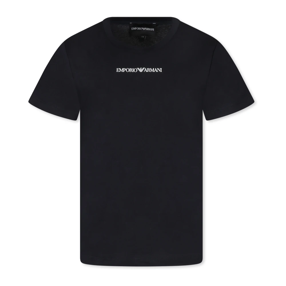 Emporio Armani Unisex Kids Blue T-Shirts,, Cotton Short Sleeves T-Shirt Size 10 Y