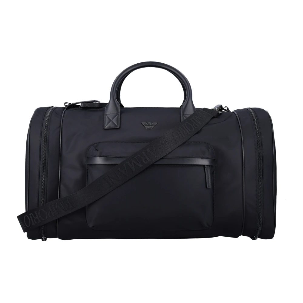 Emporio Armani Zwarte Nylon Weekend Reistas Black Heren