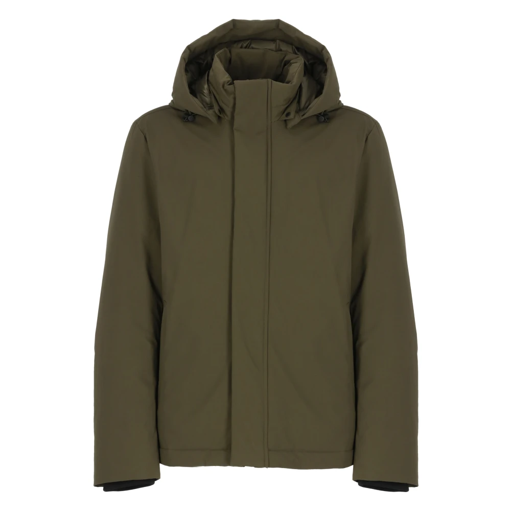 Woolrich Groene Gewatteerde Jas met Capuchon Green Heren