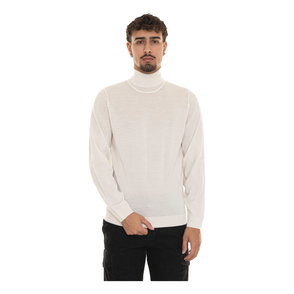 Boss Turtleneck Pullover met Gestikt Logo Beige Heren