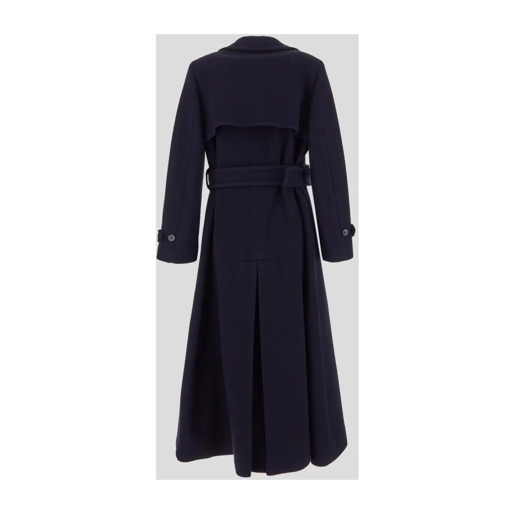 Lardini Wollen Dubbelrijige Ceintuurjas Blue Dames