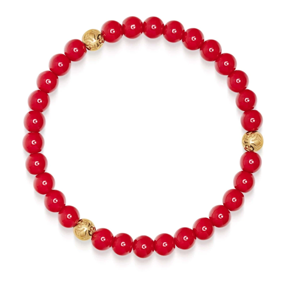 6mm Red Jade Bracelet with Gold Balls