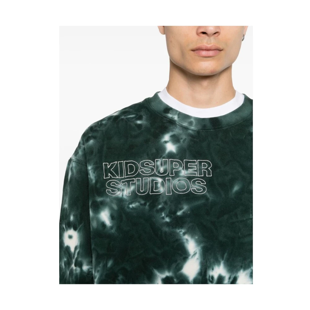 KidSuper Studios Groene Tie-Dye Sweater met Ronde Hals Green Heren
