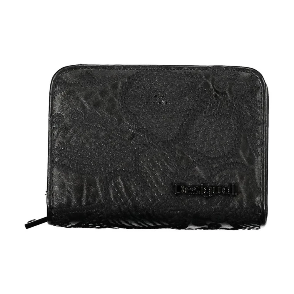 Desigual Zwarte Polyethyleen Portemonnee met Logo Details Black Dames