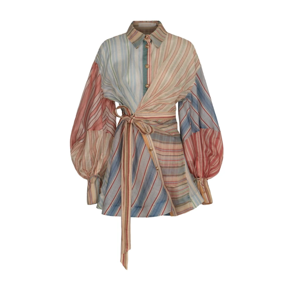 Zimmermann Women's Multicolor Shirts, 2XS, Rebellion Striped Mini Dress