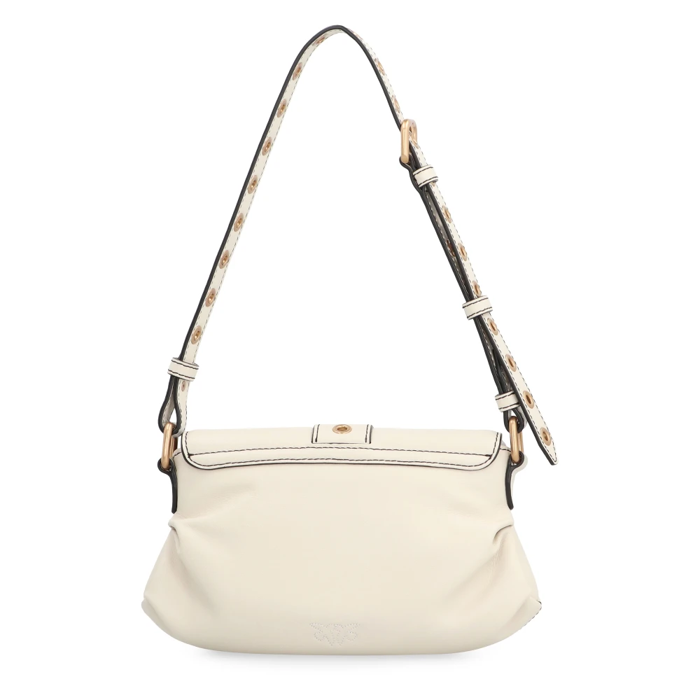 pinko Stijlvolle Leren Schoudertas Beige Dames