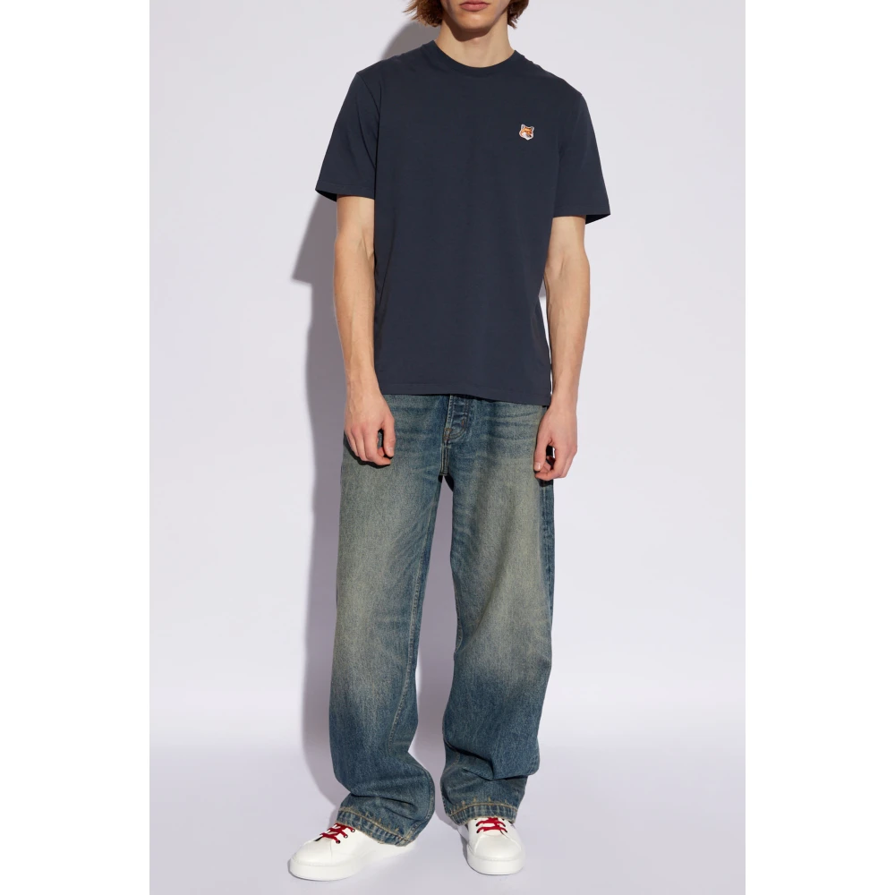 Maison Kitsuné T-shirt met logo Blue Heren