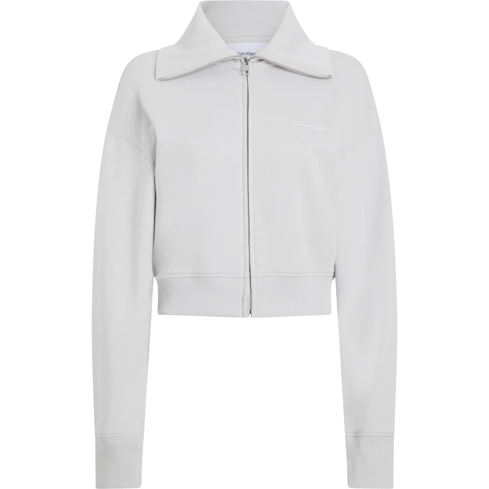 Calvin Klein Women's Gray Zip-Throughs, S, Grey Jumper With Zip Closure