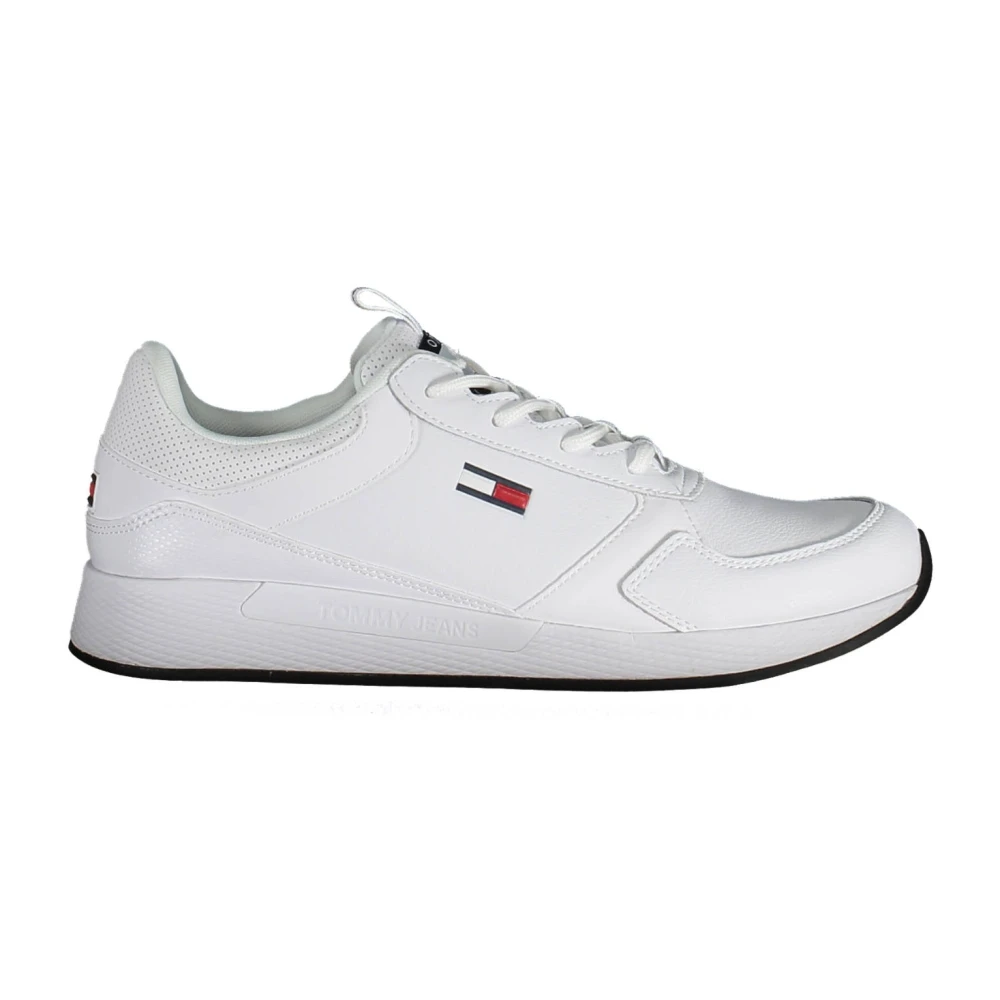 Tommy Hilfiger Men's White Sneakers, 12 Uk, Sporty Lace-Up Trainers With Contrast Details