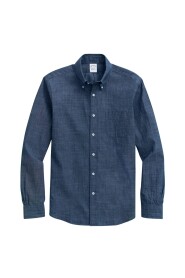 Camicia sportiva a adattamento regolare Regent, Chambray, Collar abbottonato