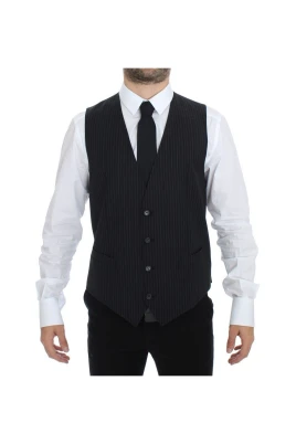 Elegant Grårandig Klänning Väst