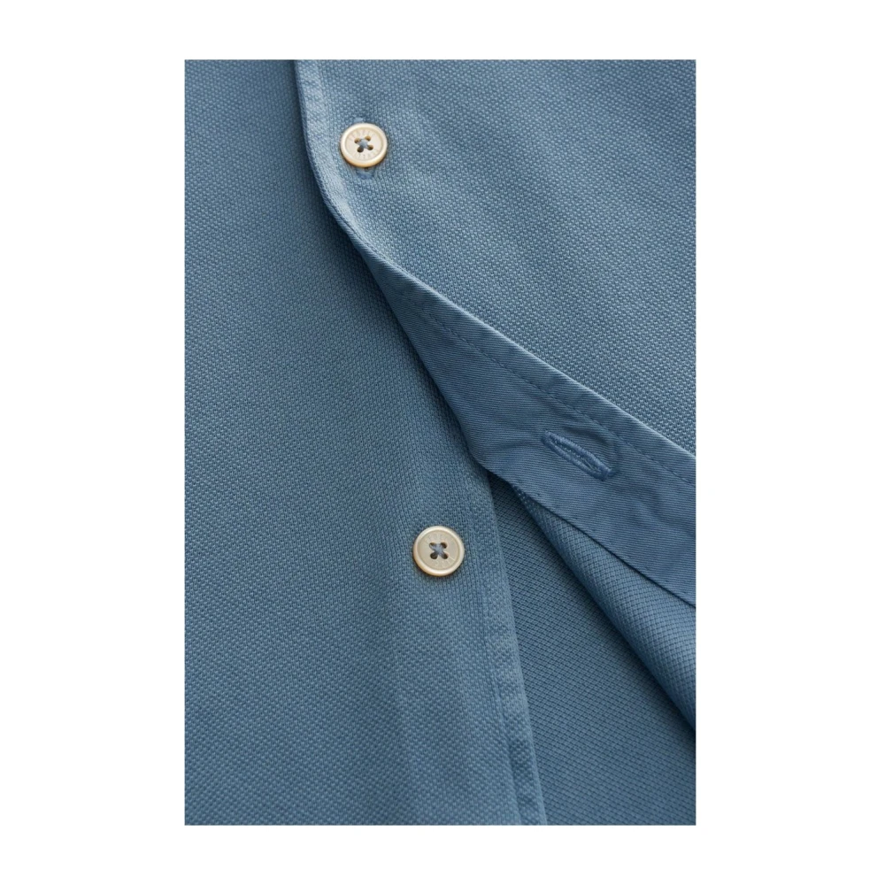 Fedeli Steve Piqué Gerookt Blauw Overhemd Blue Heren