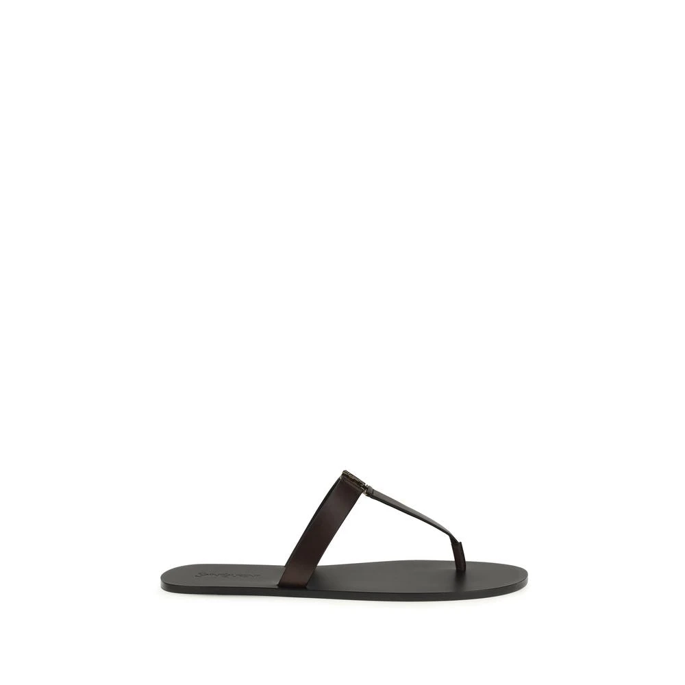 Saint Laurent Men's Brown Flip Flops, 7 Uk, Babylone Thong Sandals