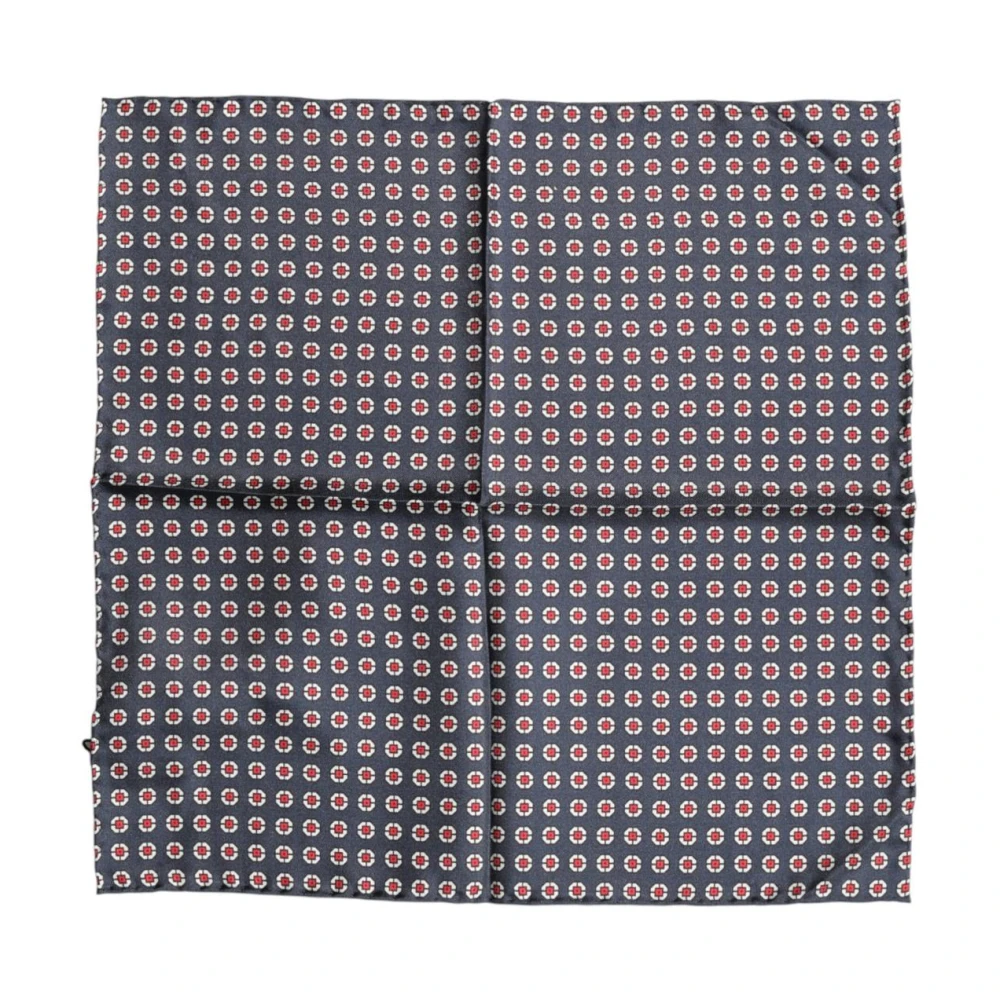 Dolce & Gabbana Men's Blue Patterned Silk Square Handkerchief Scarf