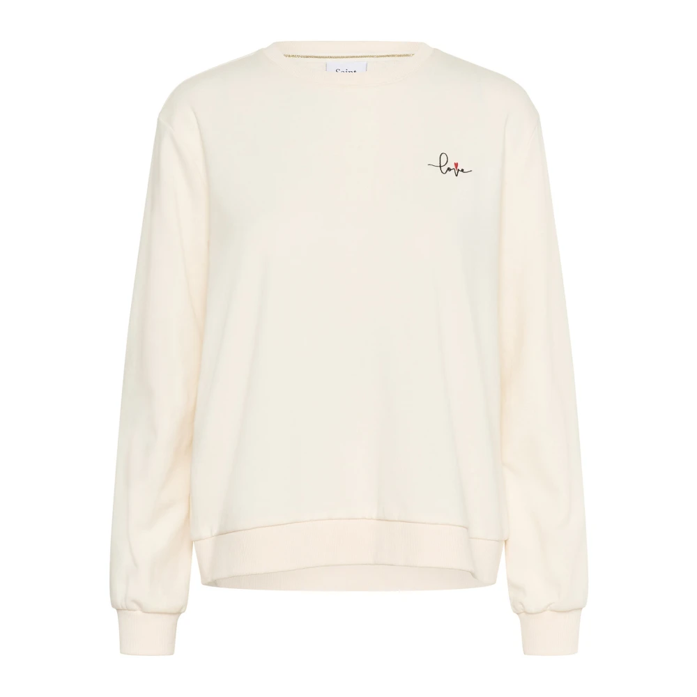 Saint Tropez Geborduurde Sweatshirt Ice Beige Dames