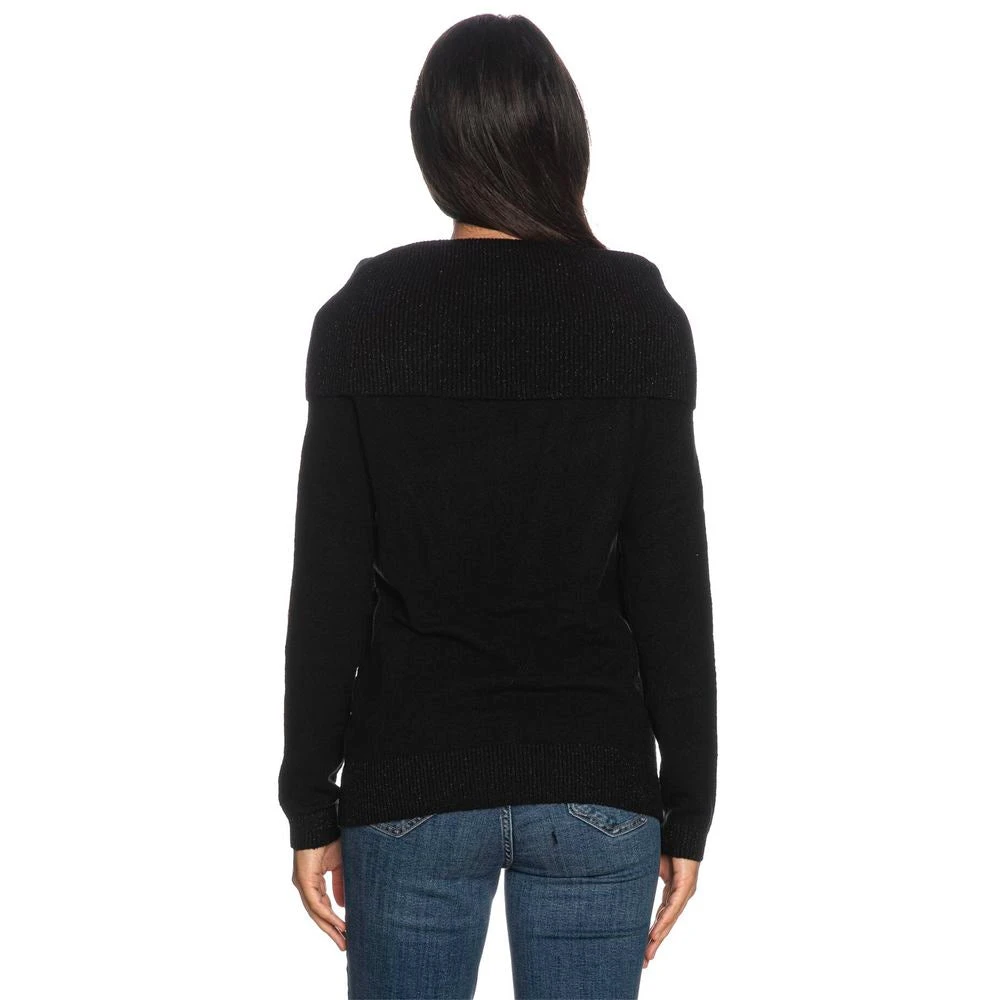 YES ZEE Zwarte viscose trui met lurex kraag Black Dames