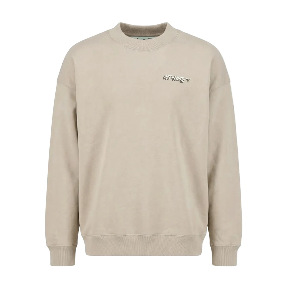 Off White Men's Beige Sweatshirts, L, Logo Skate Jumper