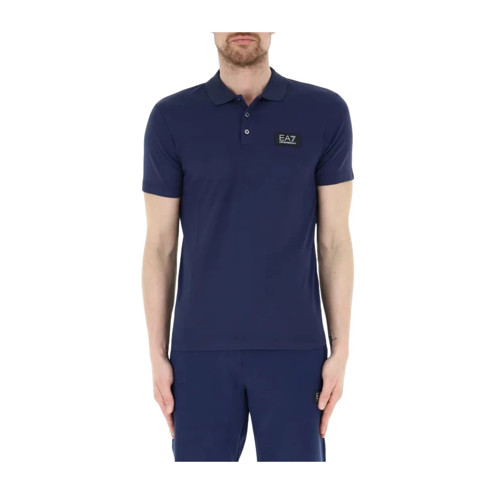 Emporio Armani EA7 Blauwe Polo T-shirt Logo Basic Blue Heren