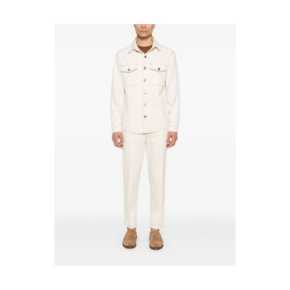 Cruna Beige Denim Elastische Trekkoordbroek Beige Heren