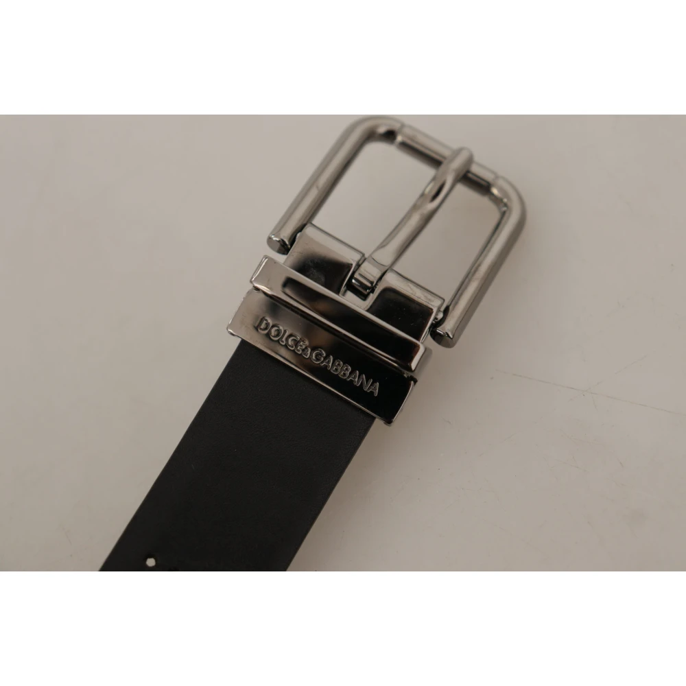 Dolce & Gabbana Elegante zwarte leren riem met metalen gesp Black Unisex