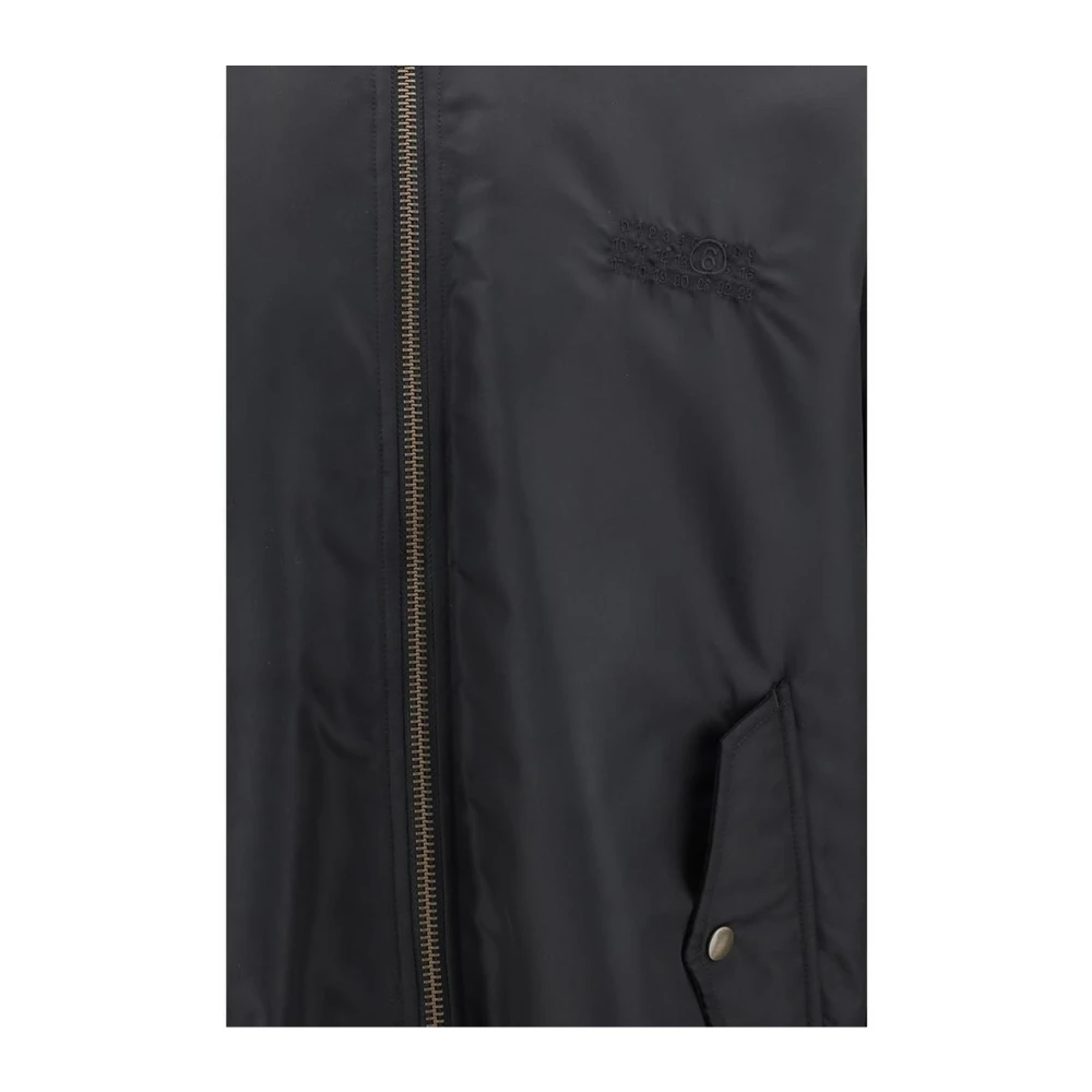 MM6 Maison Margiela Jas met pluche kraag en denim achterpand Black Heren