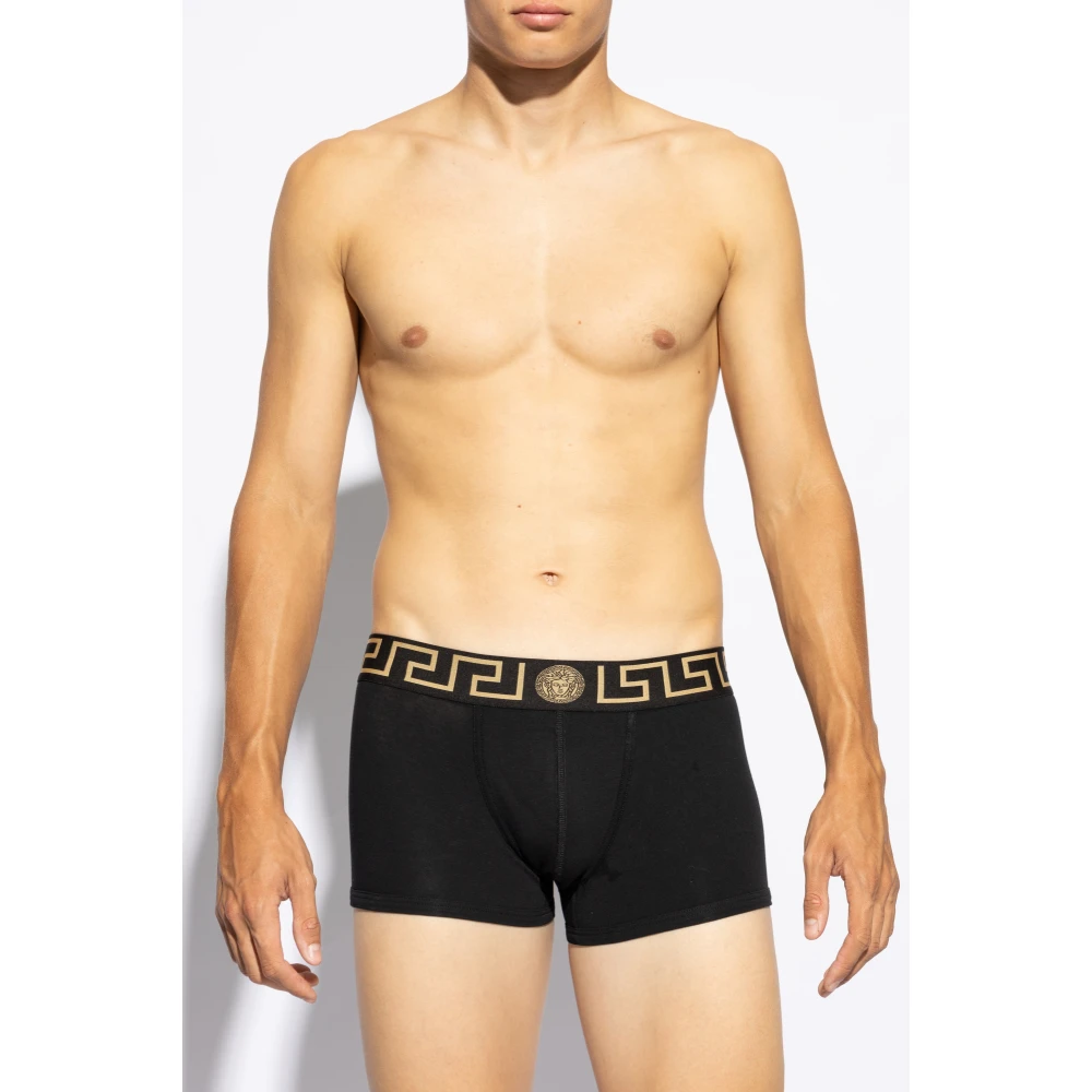 Versace Twee-pack boxershorts met logo Black Heren