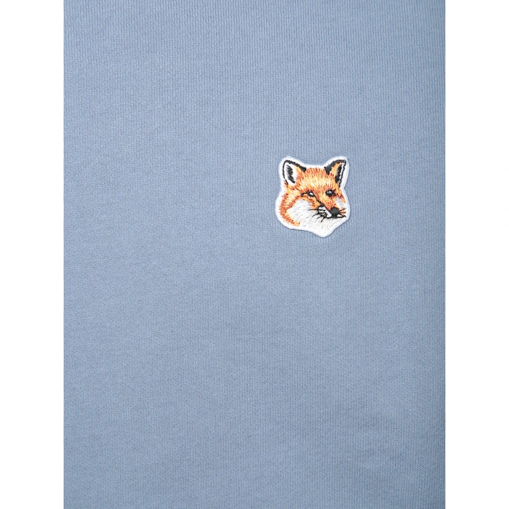 Maison Kitsuné Blauwe Sweatshirt met Vos Borduurwerk Blue Heren
