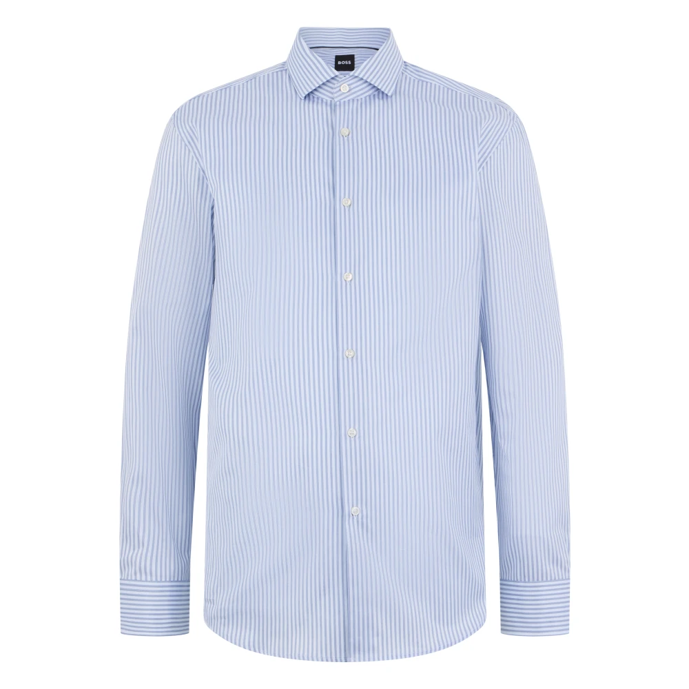 Hugo Men's Blue Cotton Striped Shirt