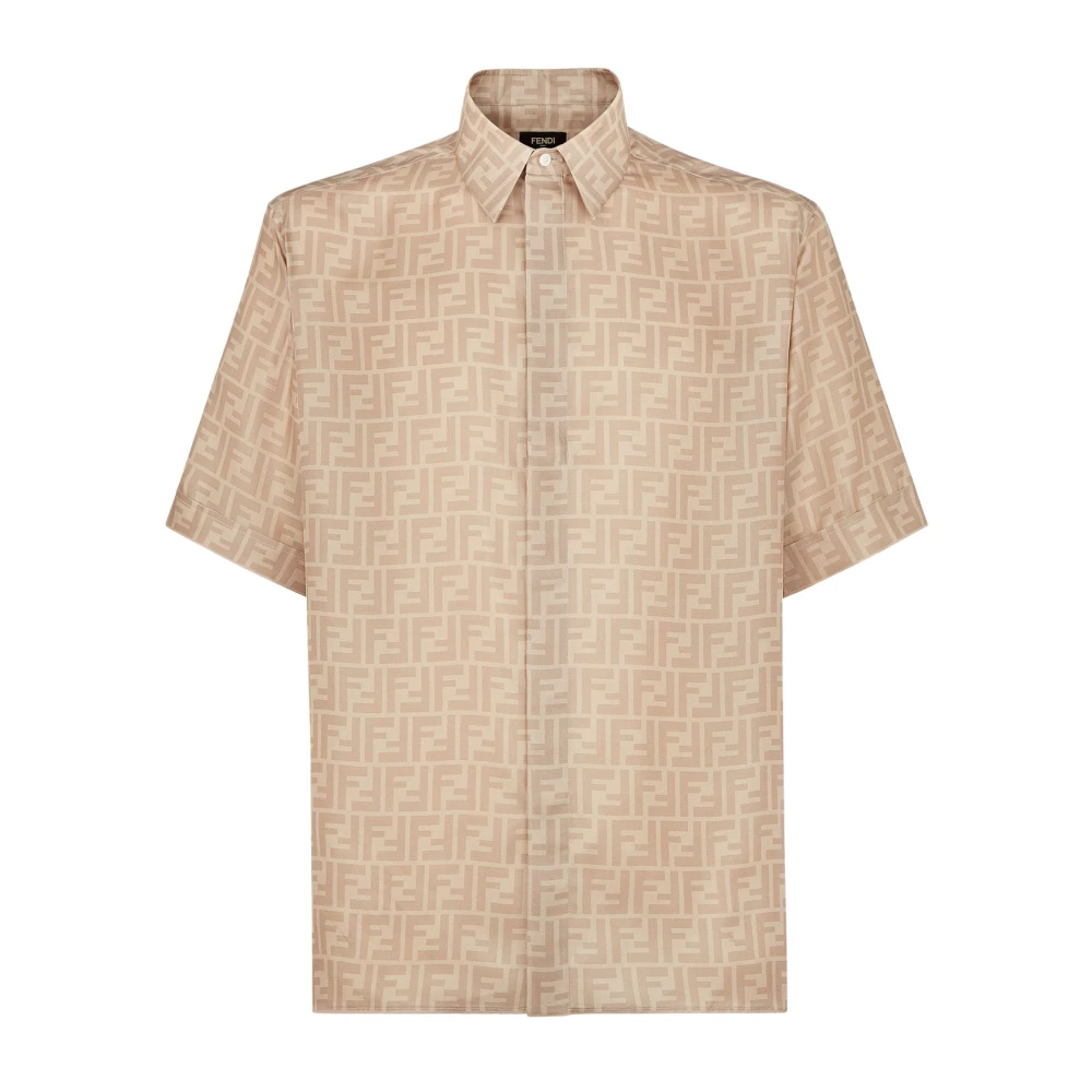 Fendi Beige Zijden Overhemd Italiaanse Stijl Beige Heren