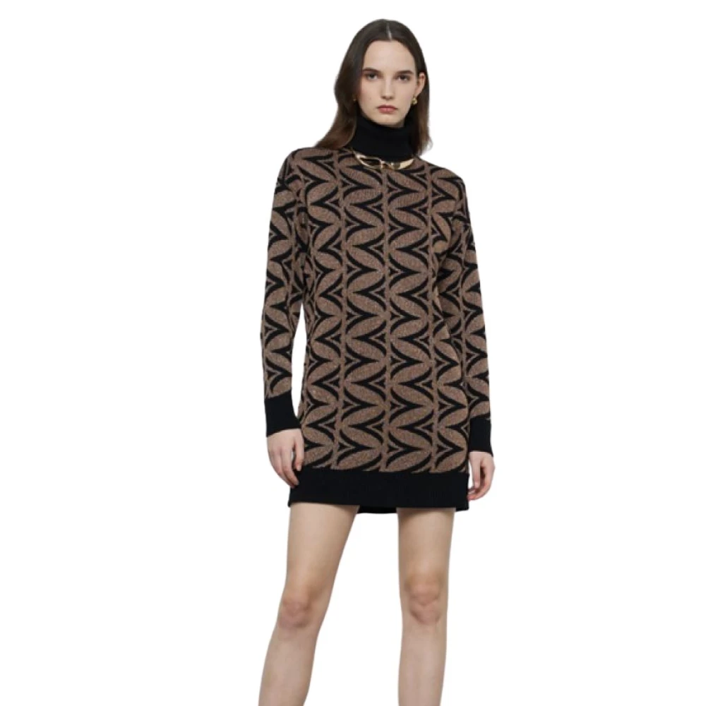 Akep Zwarte Elegante Jurk Multicolor Dames