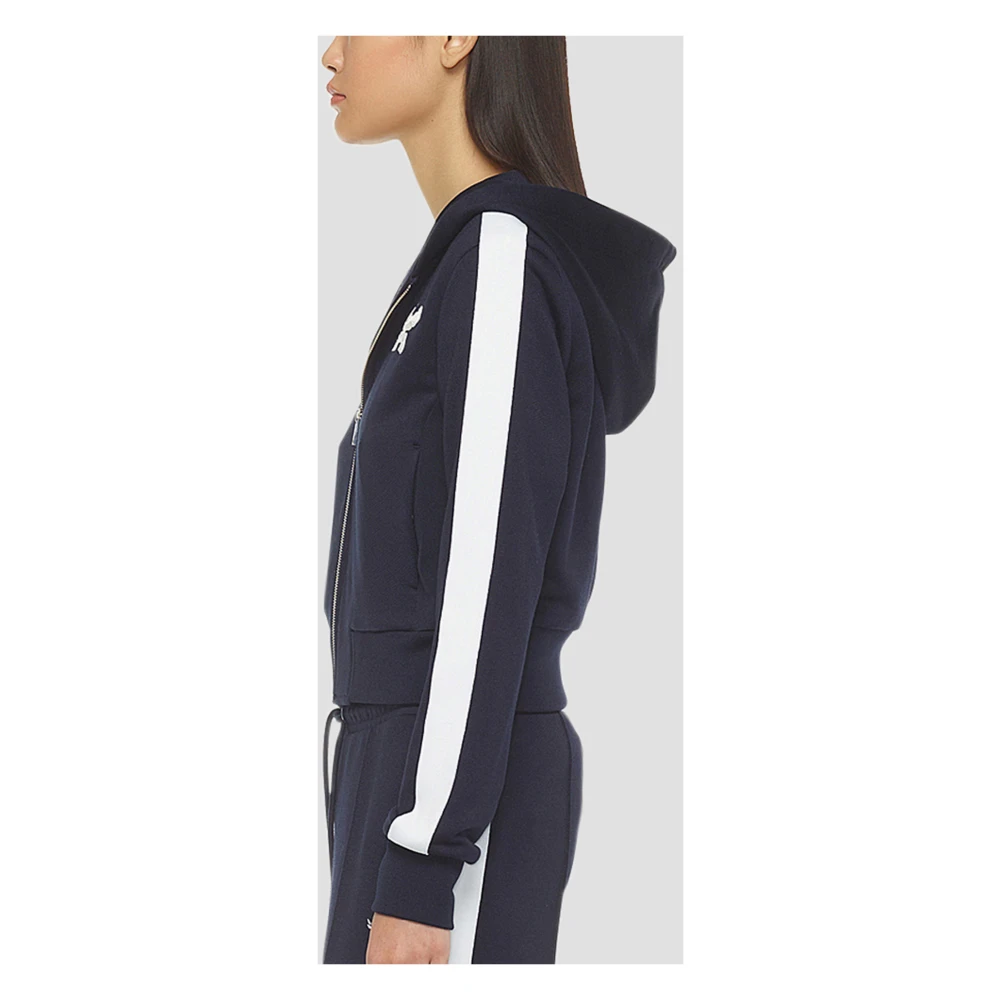 MCM Hoodie Essential van badstof met rits en logo Blue Dames