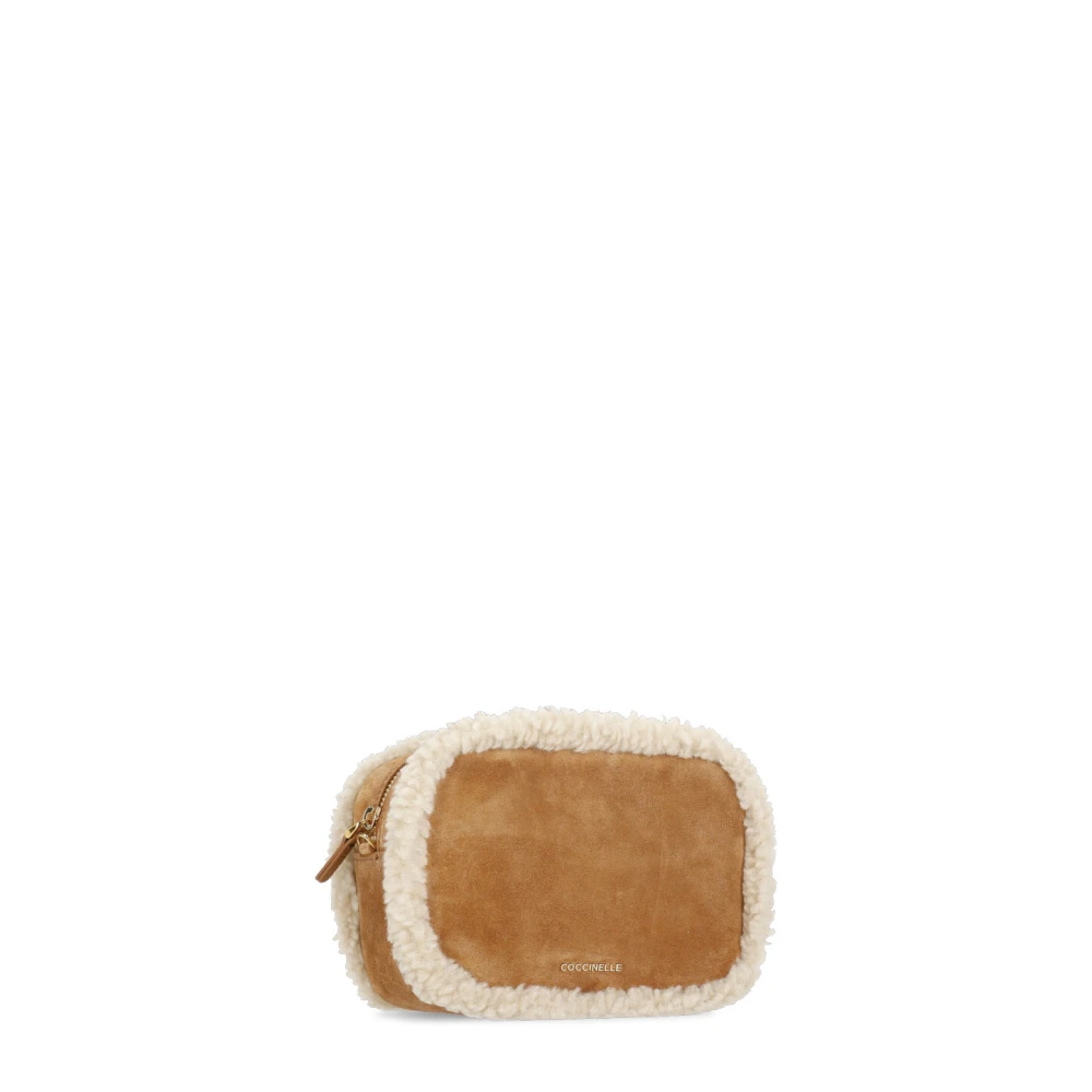 Coccinelle Bruine leren schoudertas met shearling Brown Dames