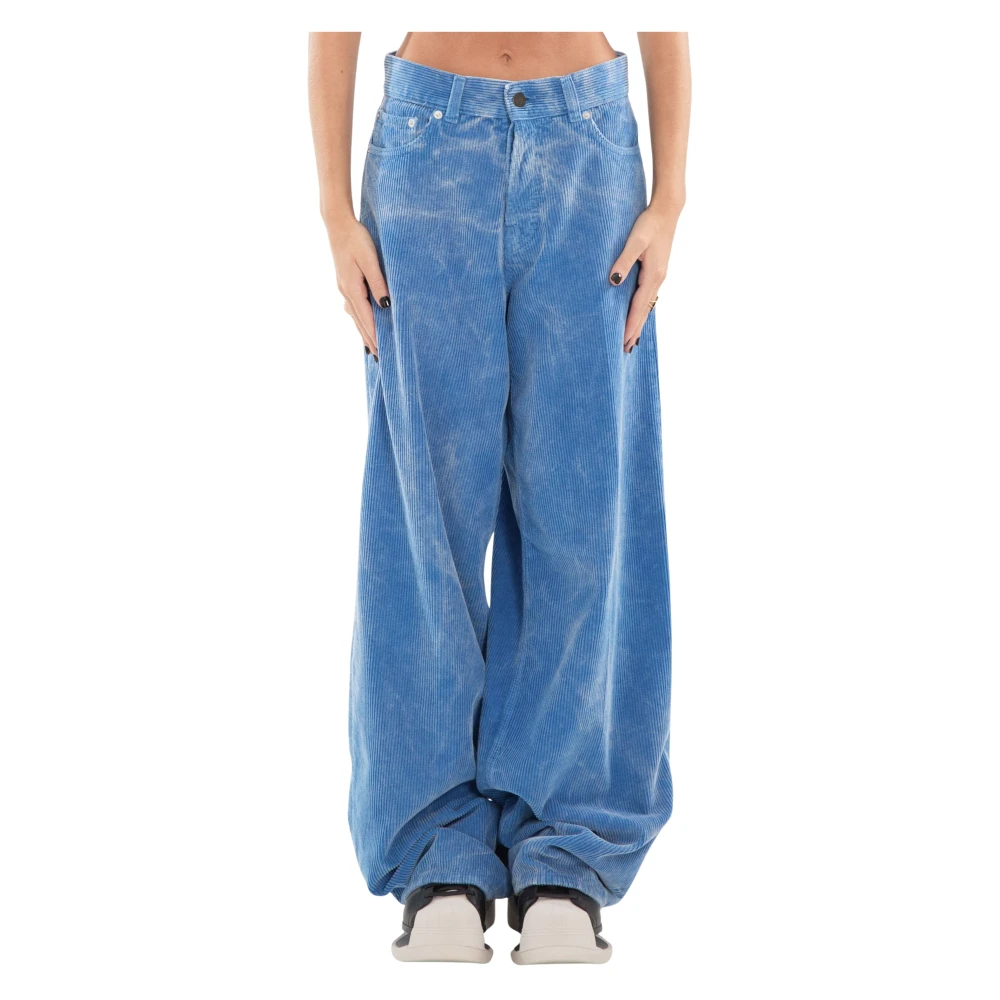 Haikure Velvet Washed Loose Jeans Blue Dames