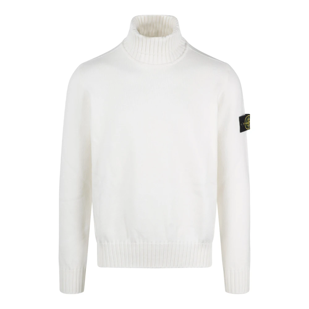 Stone Island Slim Fit Coltrui Katoenen Trui White Heren