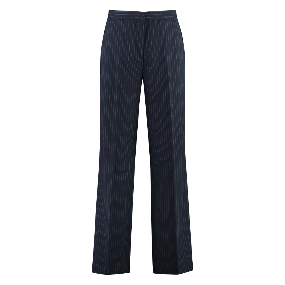 Calvin Klein Pin-striped Wool Blend Broek Blue Dames