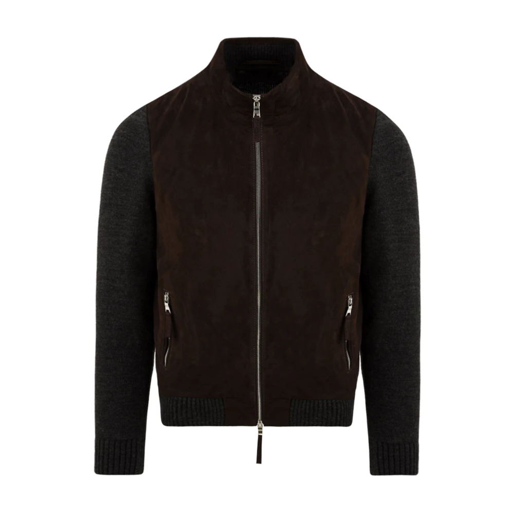 The Jack Leathers Francis Knit Leren Jas Bruin Brown Heren