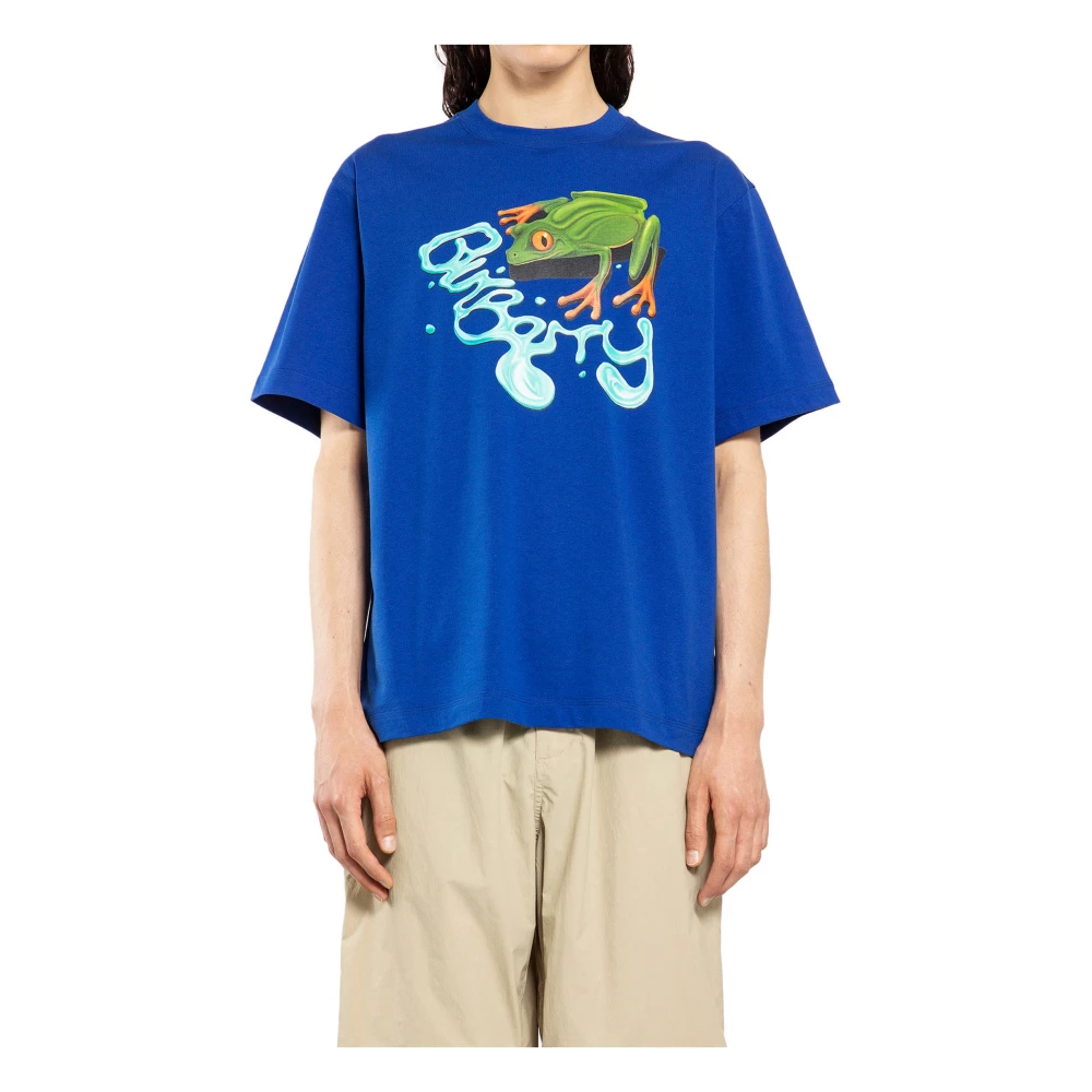 Burberry Grafische Kikker Print Katoenen Jersey T-shirt Blue Heren