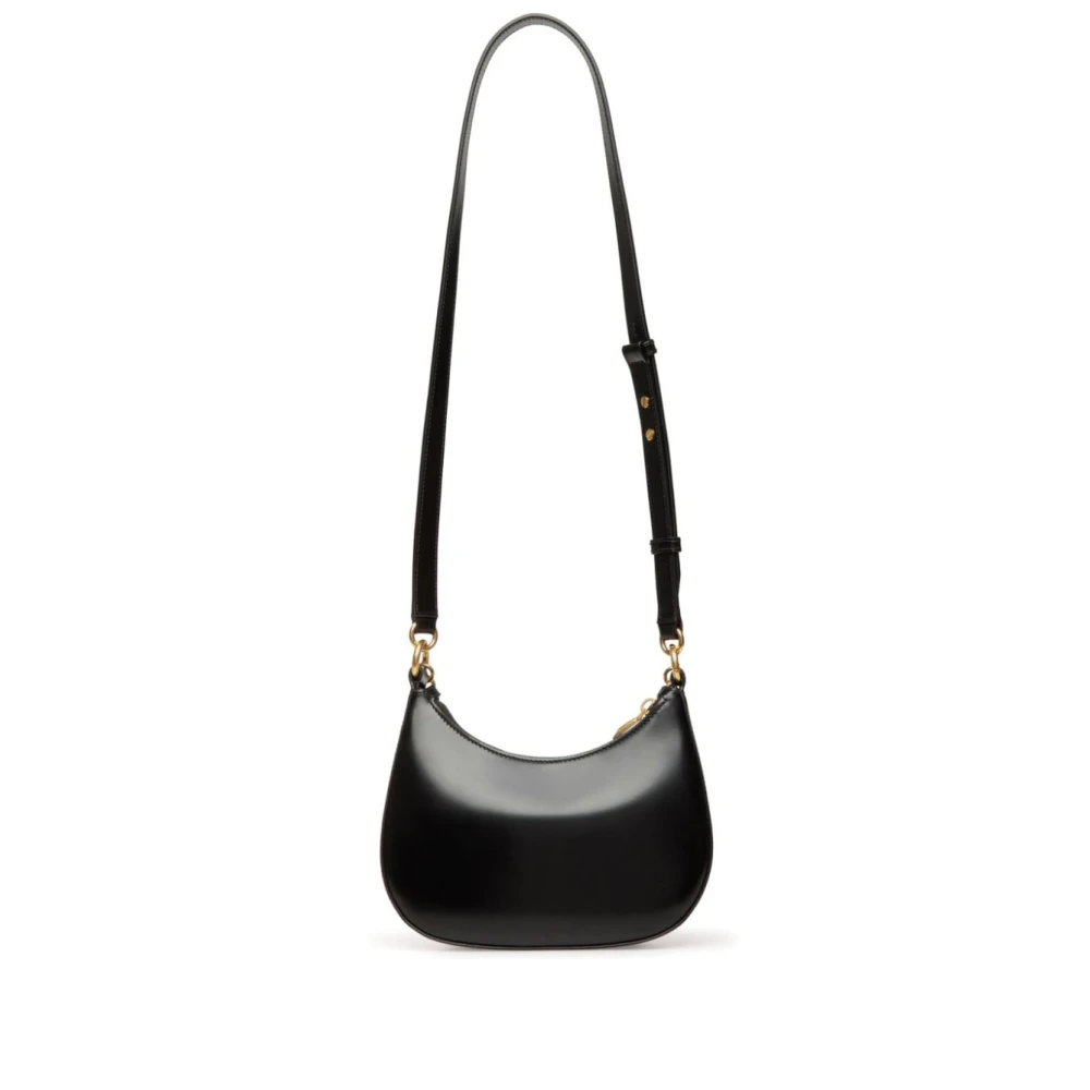 Bally Emblem Motif Zwarte Leren Schoudertas Black Dames