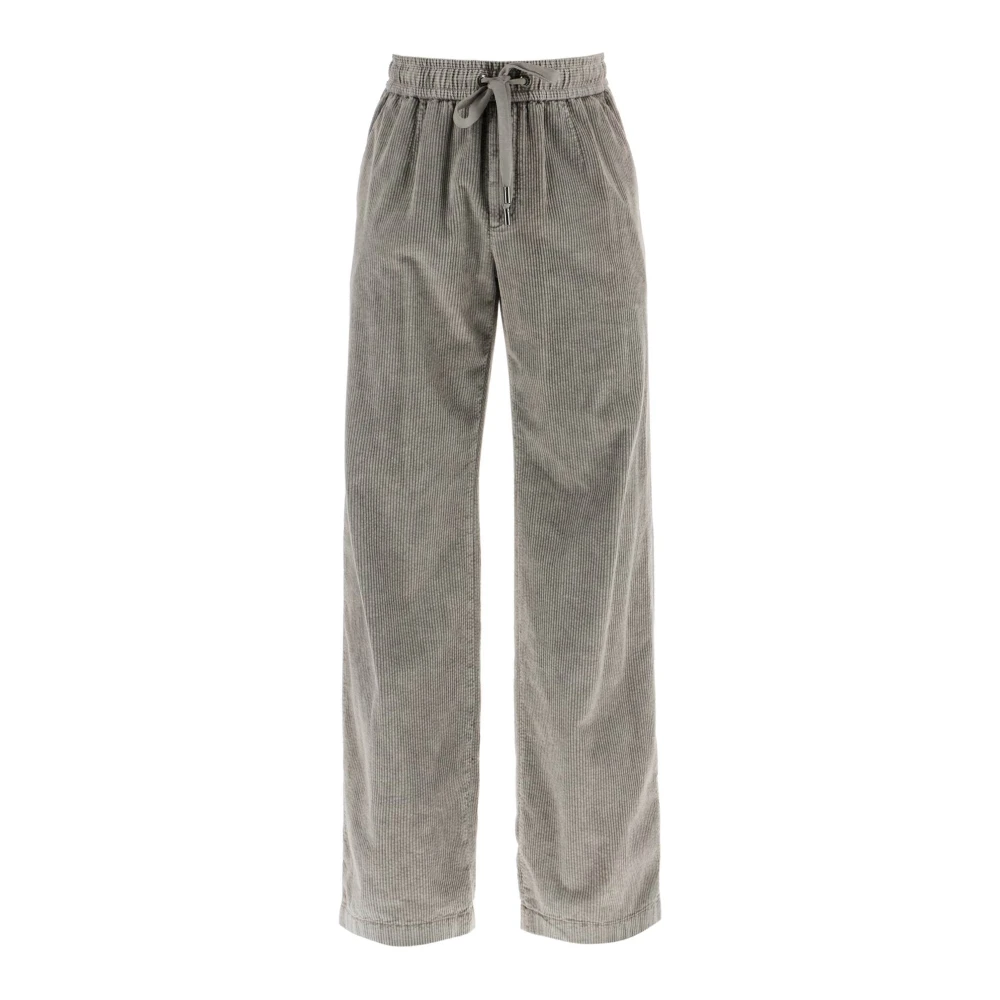 Dolce & Gabbana Corduroy Trekkoord Jogger Broek Gray Heren