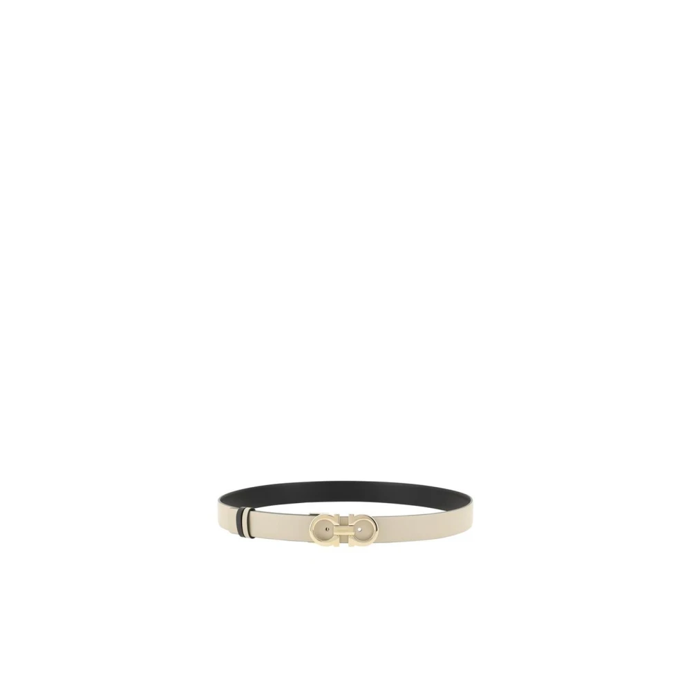 Salvatore Ferragamo Omkeerbare leren riem met Gancini gesp Beige Dames
