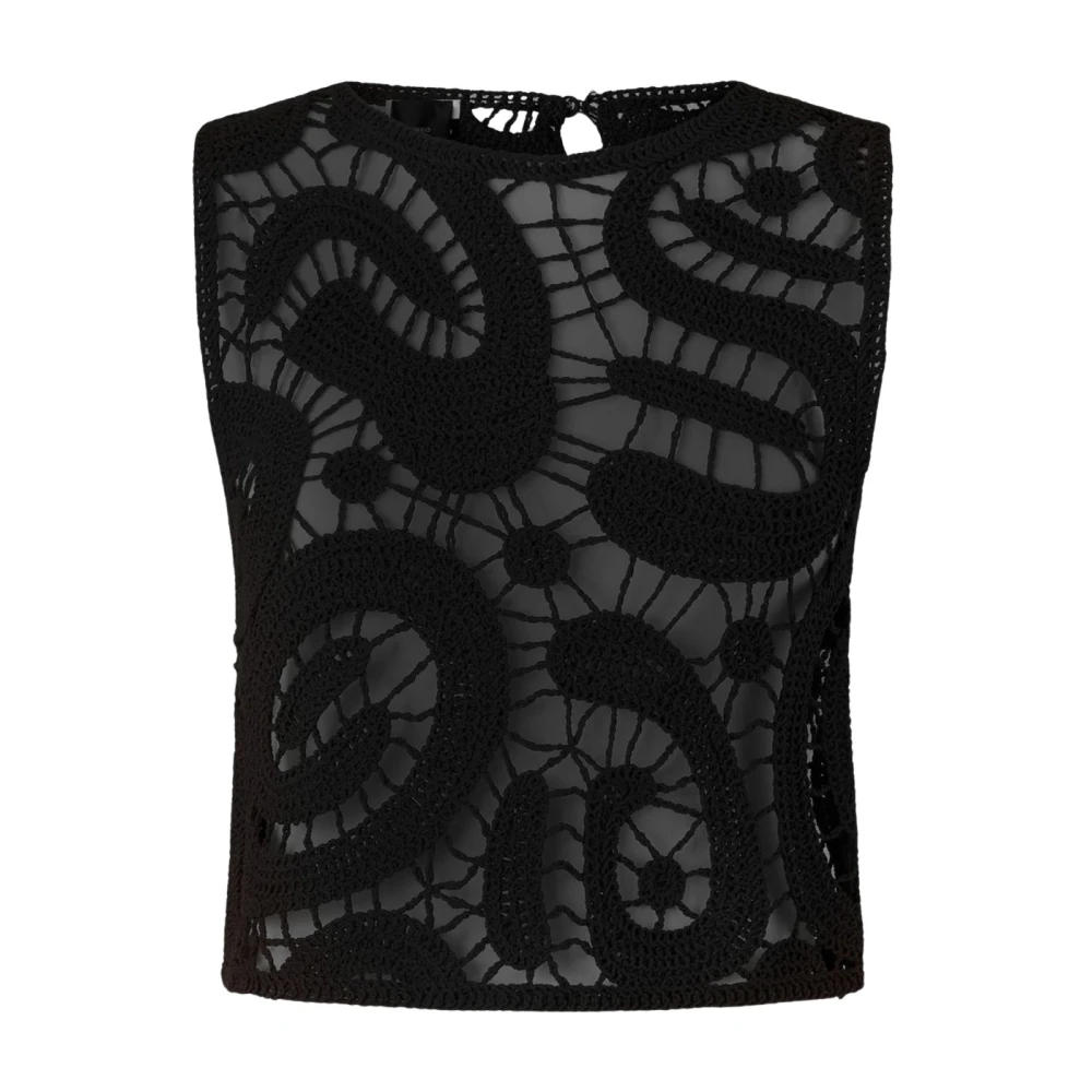 Pinko Women's Black Sleeveless Tops, Xs, Eruzione Top