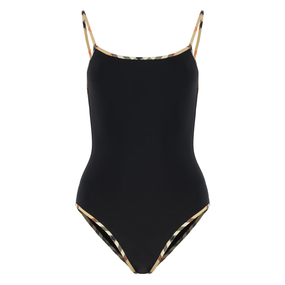 Burberry Women's Black Check Trim Swimsuit - Swimsuits - S - Swimwear