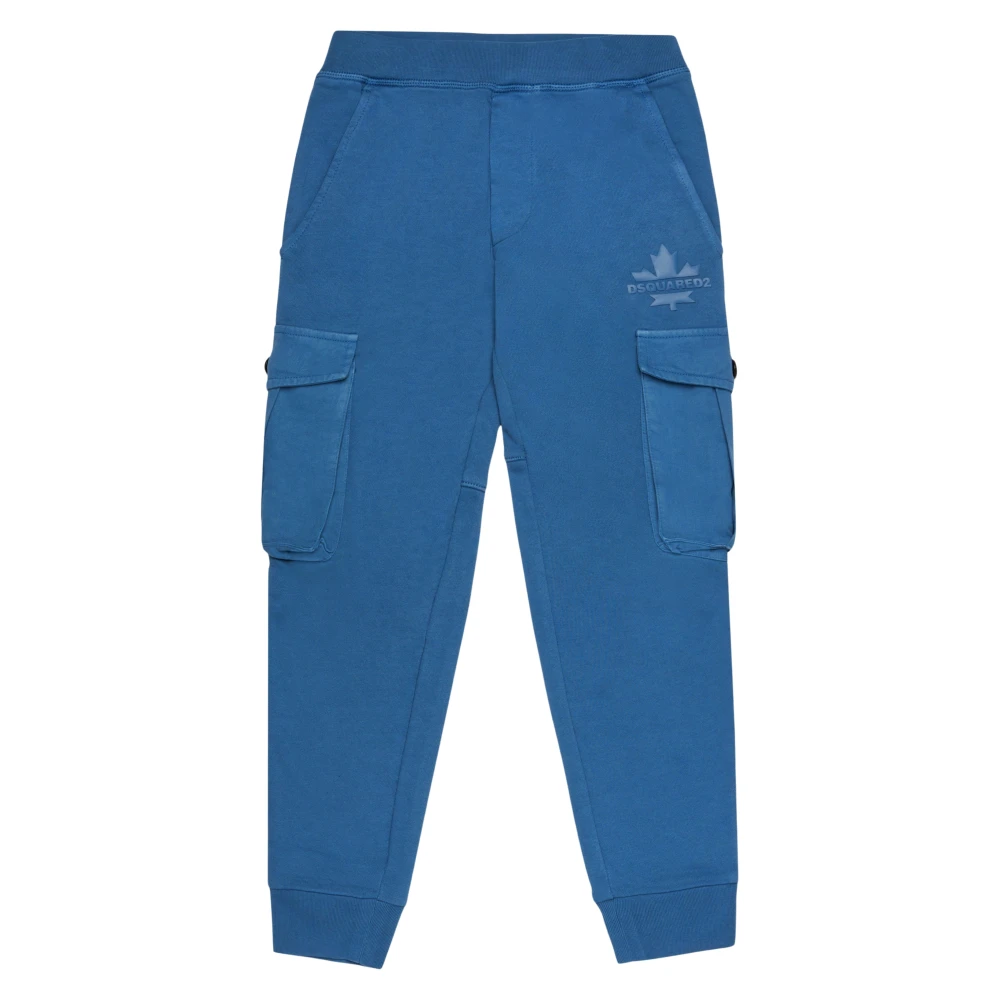 Dsquared2 Unisex Blue Maple Leaf Logo Cargo Joggers