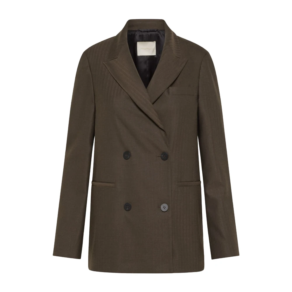 Momoni Dubbelbreasted getailleerd jasje met peak revers Brown Dames