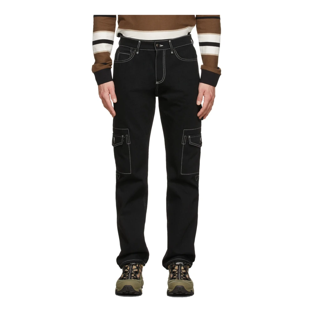 Burberry Zwarte Katoenen Broek Aw22 Black Heren