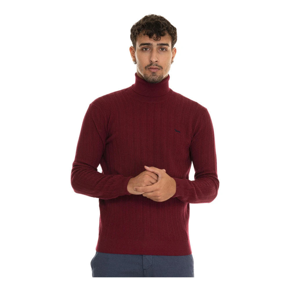 Harmont & Blaine Gestructureerde Wol Turtleneck Pullover Red Heren